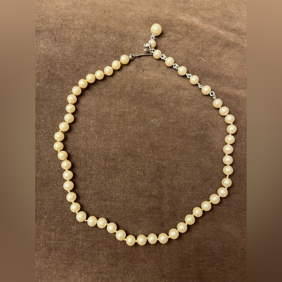 Vintage Pearl Rhinestone Choker Necklace - Picture 1 of 6